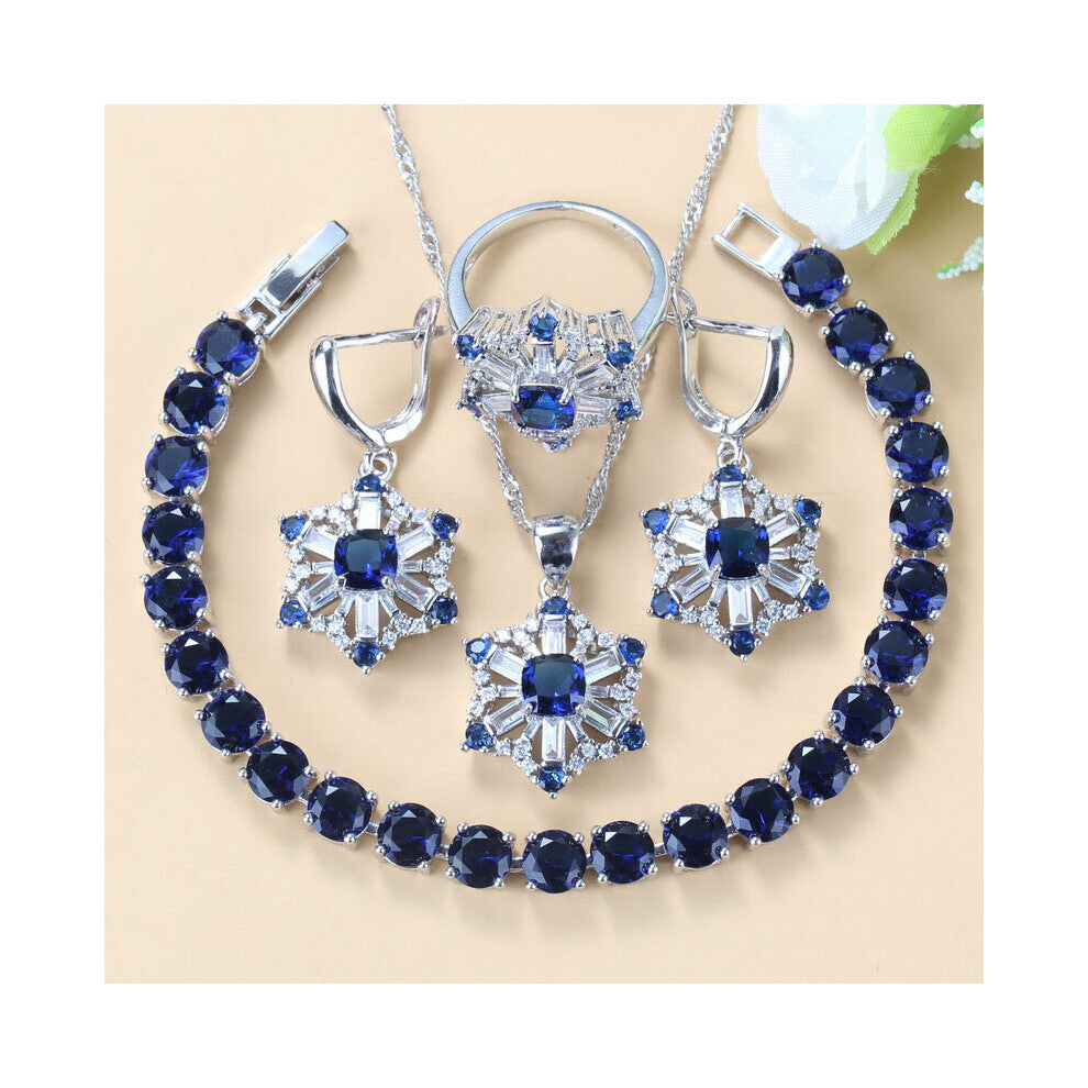 (Light Yellow Gold Color, 6) Bridal Costume Green Zircon Silver Jewelry Sets For Women Dangle-Earrings-Bracelet-Ring Wedding Jewelry