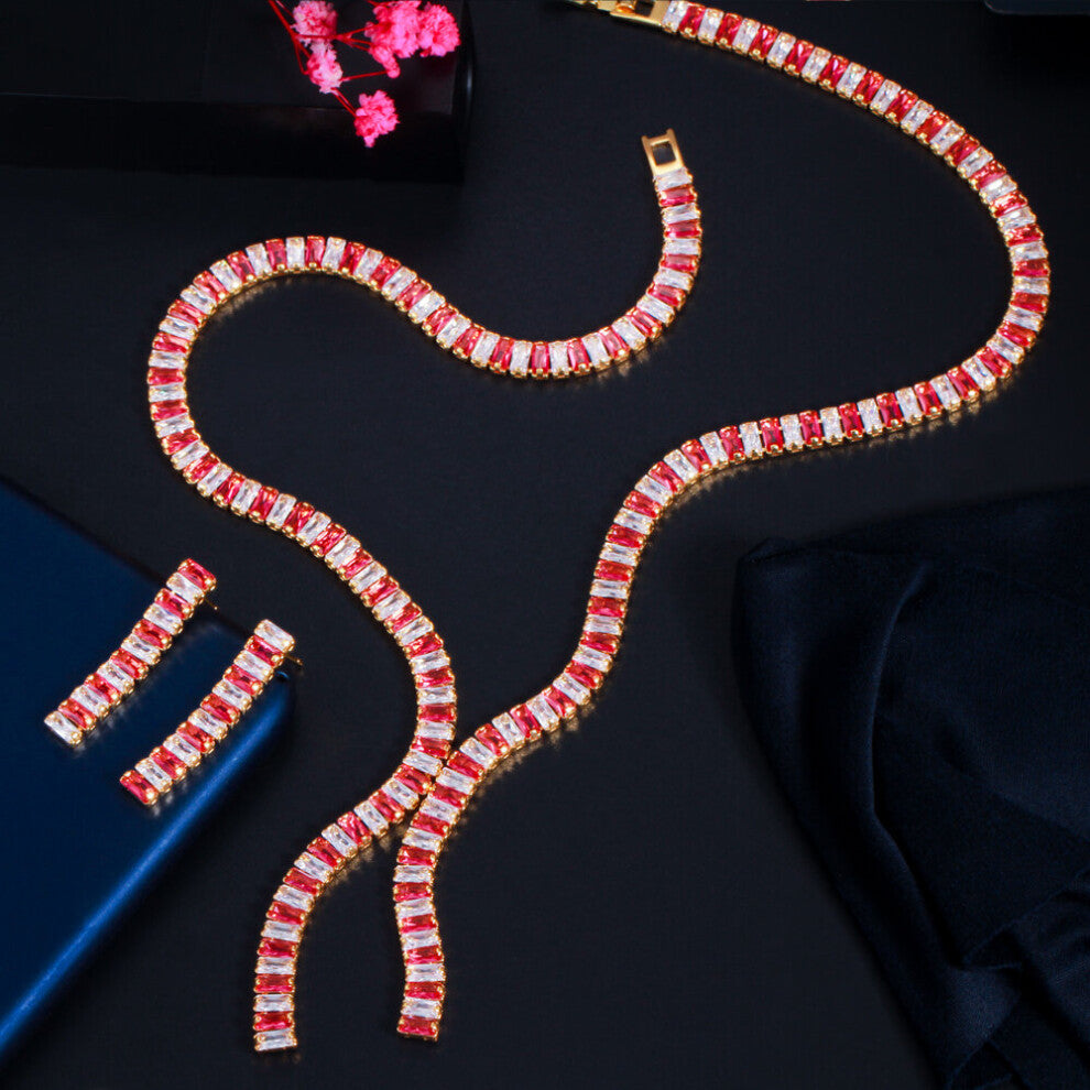 CWWZircons Green CZ Necklace and Earrings Womens Costume Jewelry Set for Engagement Wedding Accessories African T533