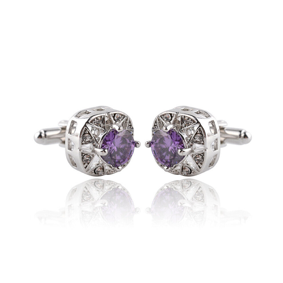 Crystal Cufflinks 2 Colors Option Qurple Top Rhinestone Hotsale Cufflink Whoelsale & Retail
