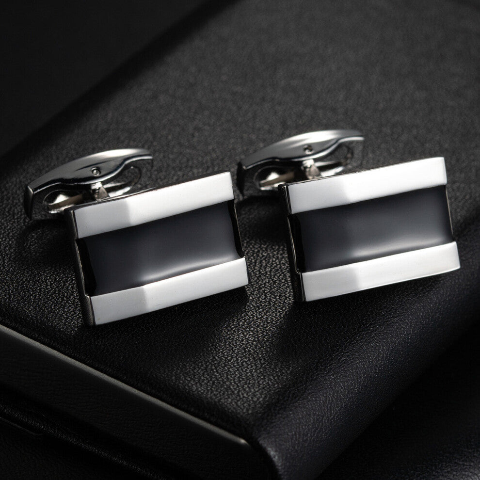 High Rectangle Enamel Copper Material Square Cuff Men's French Shirts Cufflinks Father's Gift
