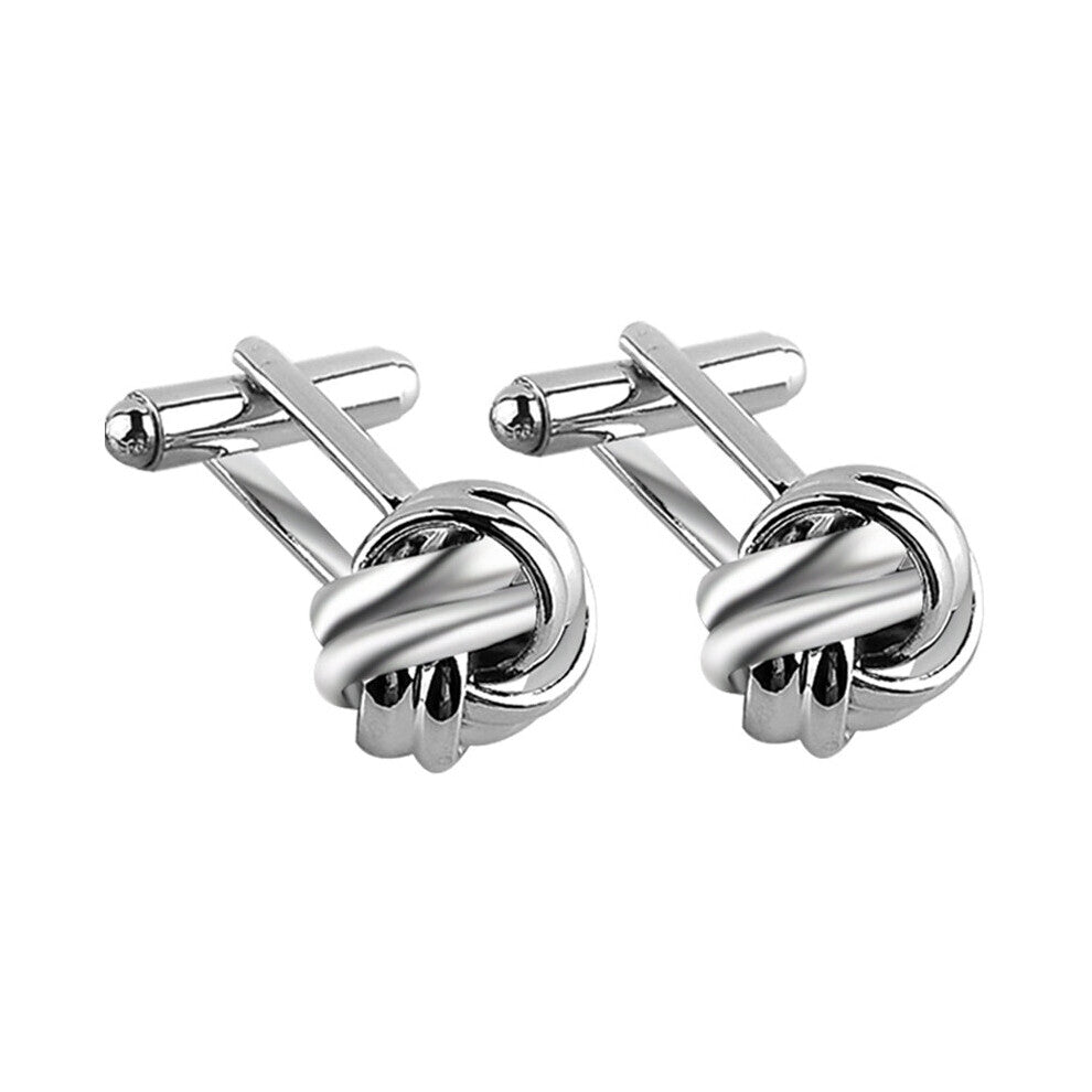 High Knot Cufflinks For Men Shirt Cufflinks Silver Plated Business & Wedding French Shirt