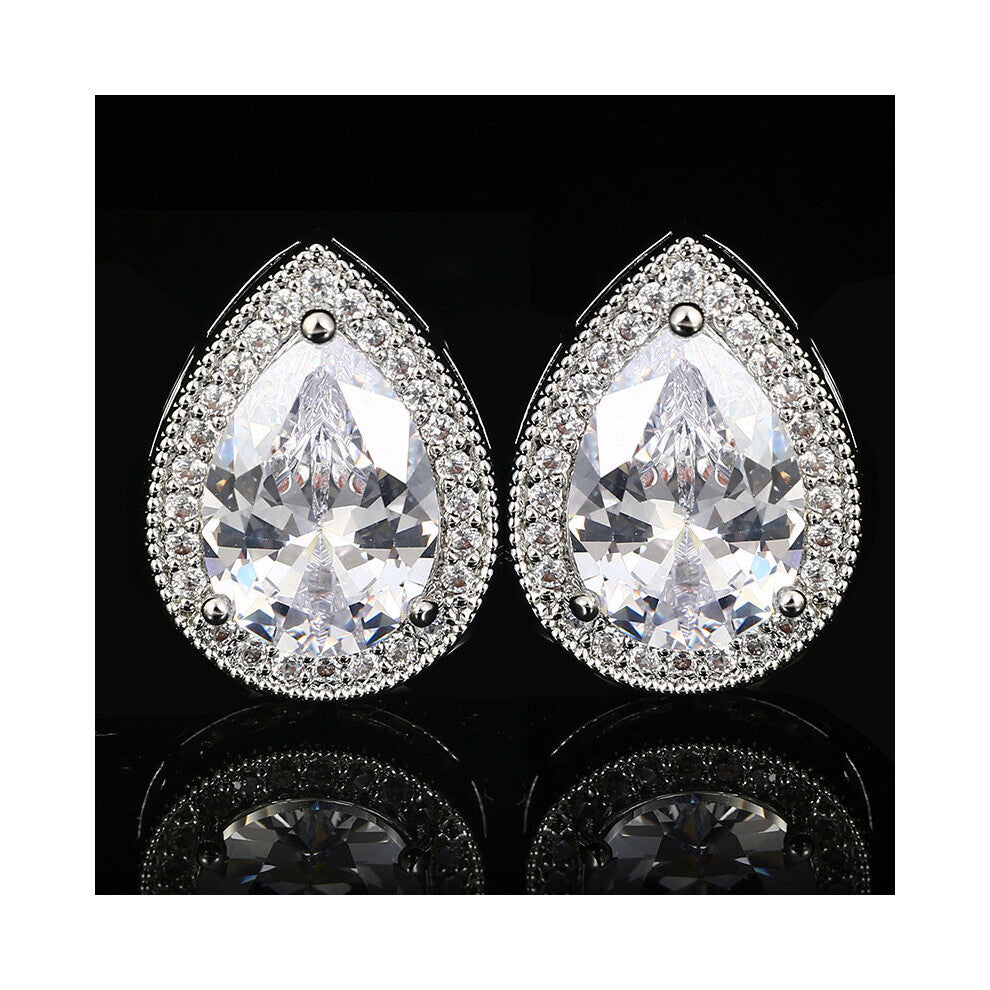 Water Drop Zircon Cufflinks Jewelry , Men Women French Shirts Crystal Rhinestone Cuff Links Wedding Accessories