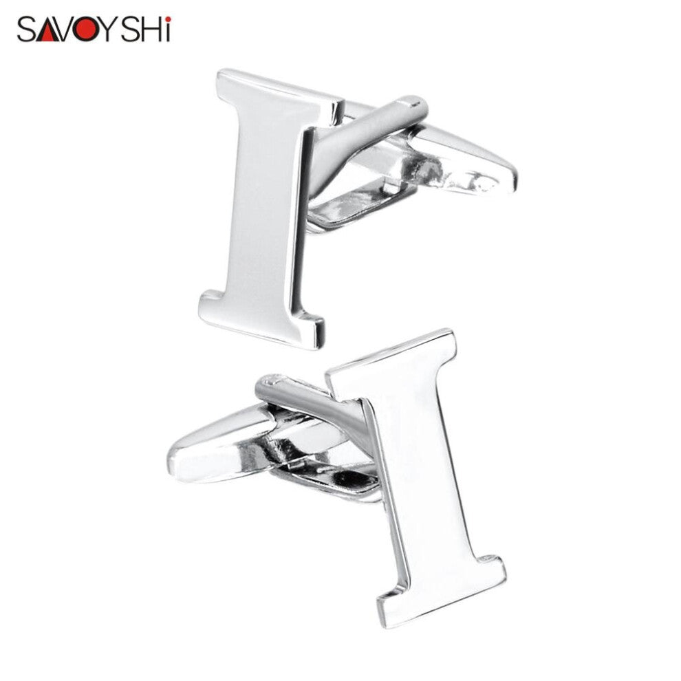 Silver Plated Letter I Cufflinks For Mens Shirt Accessories High Cufflink husband Gift Jewelry