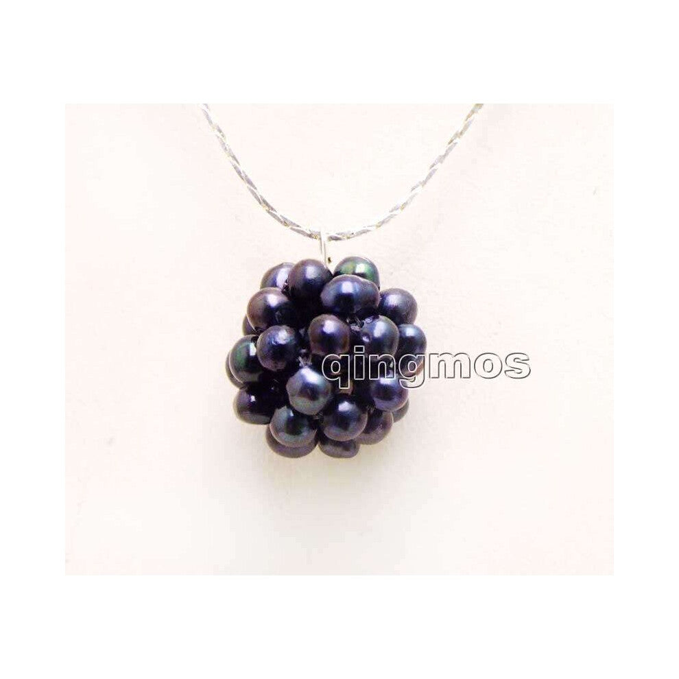 Big 18-20mm Natural 4-5mm Pearl handwork Weaving Round Ball Pendant with Silver plated chain 17'' Necklace-nec6203
