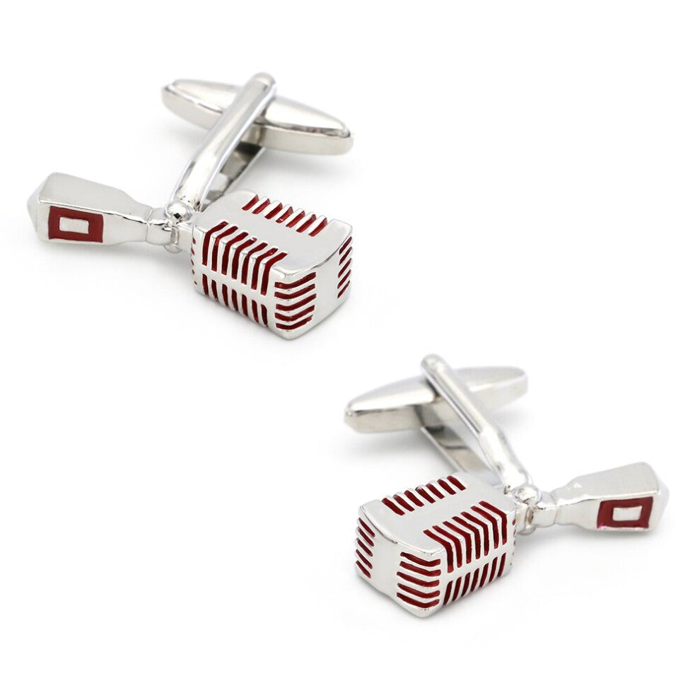 Singer Microphone Cufflinks For Men Copper Material Red Cuff Links Wholesale&retail