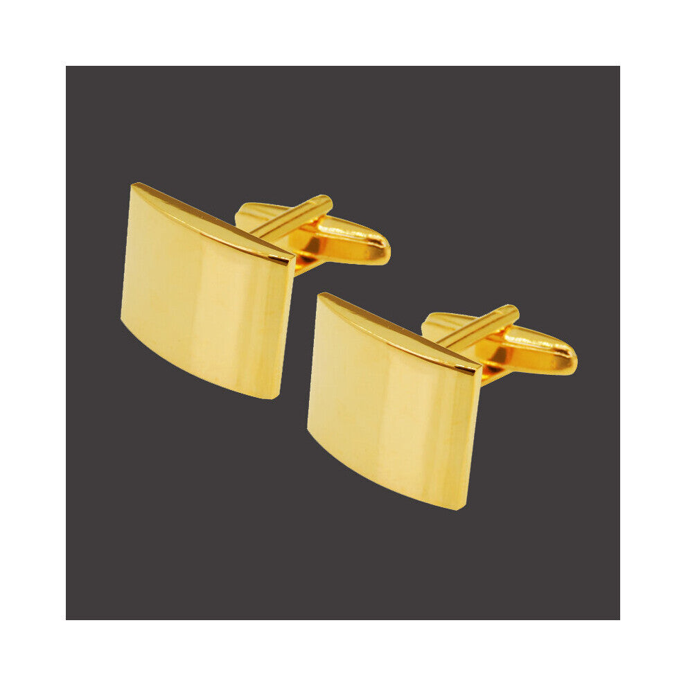 Copper Silver rectangular smooth curved Cufflinks men's French shirt Cufflinks