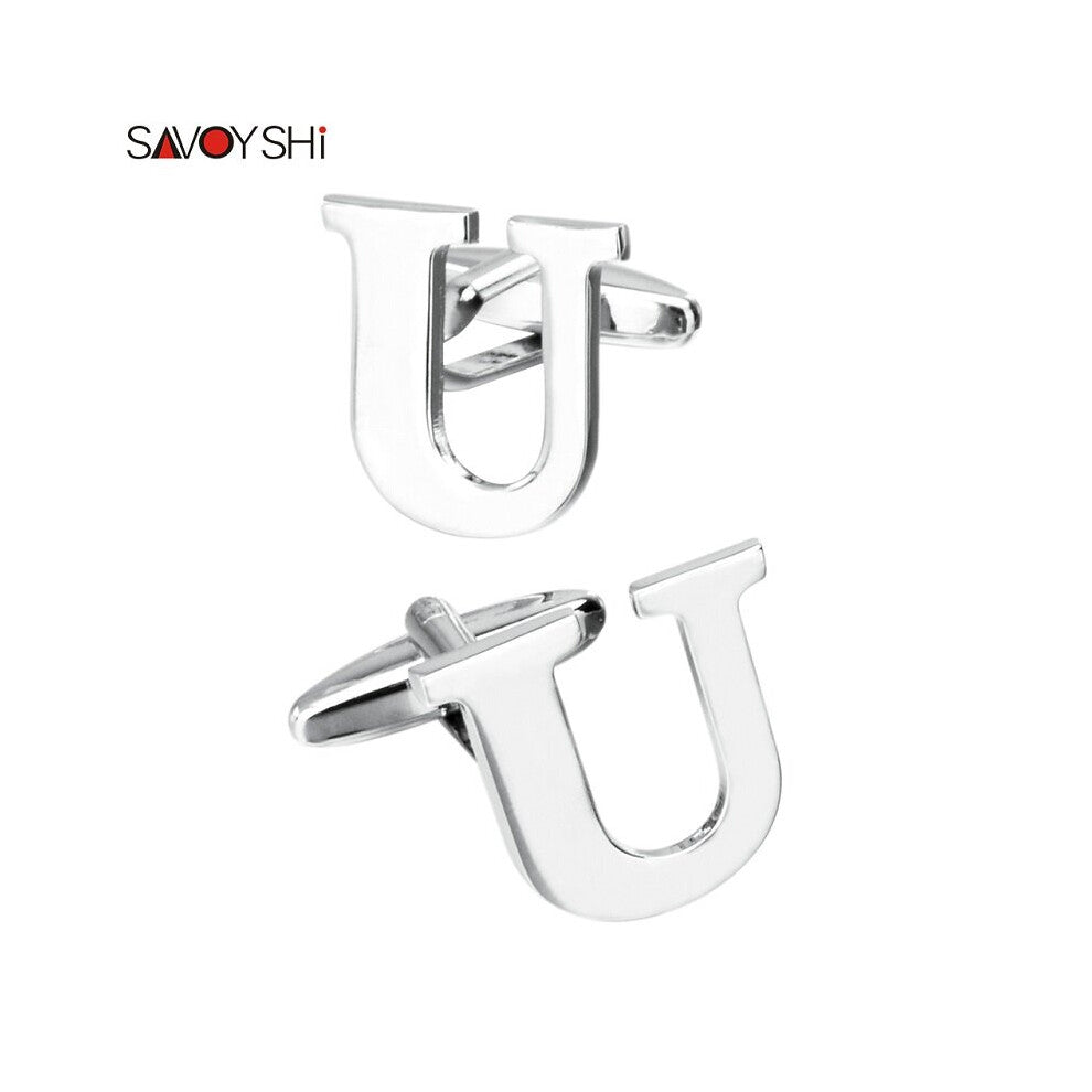 Letter U Cufflinks For Mens Shirt Accessories High Silver Plated Cufflink Wedding Gift Jewelry