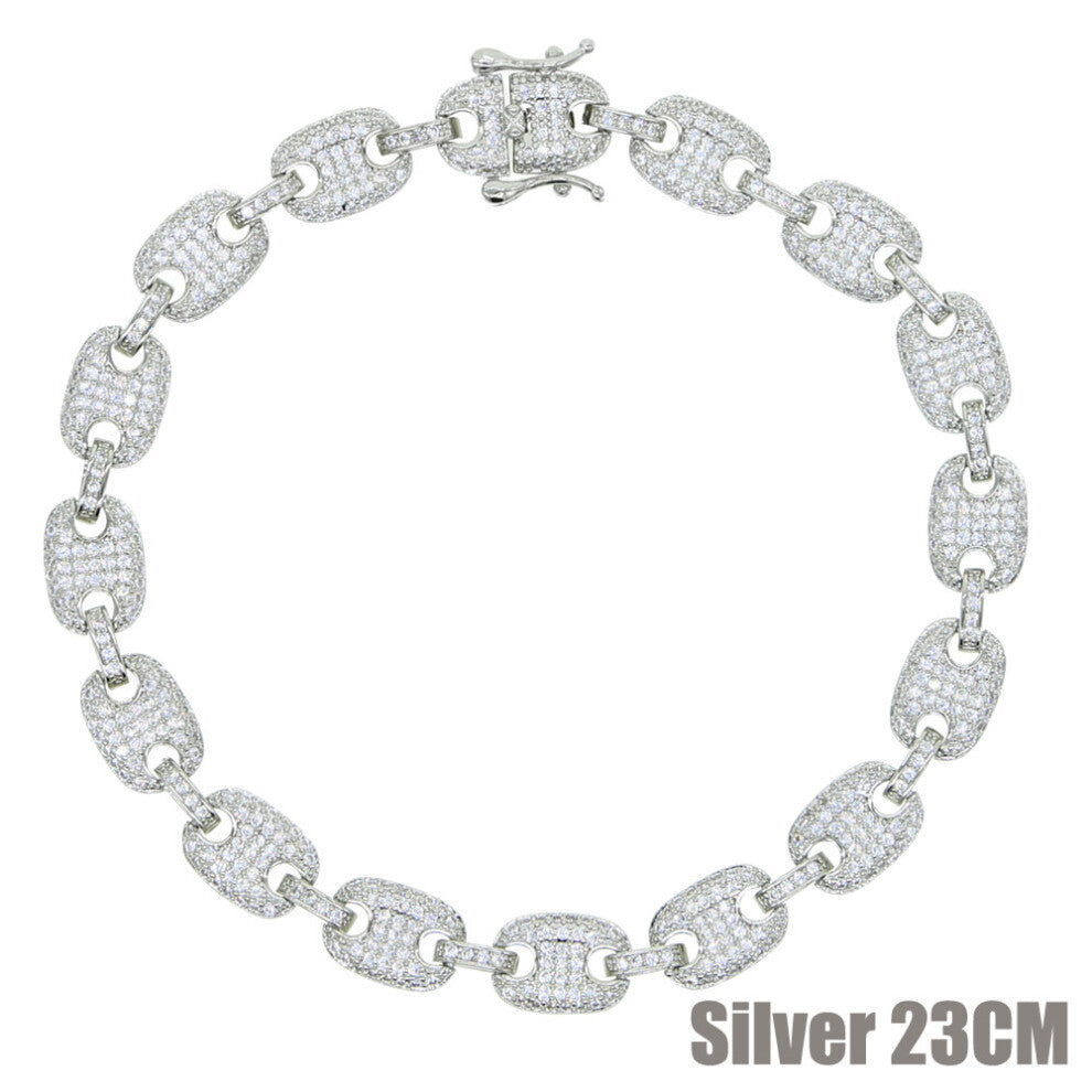 Silver Iced Out Zircon Coffee Bean Link Anklet 8MM Punk 5A CZ Bubble Chain Bling Anklet Hip hop Women Jewelry