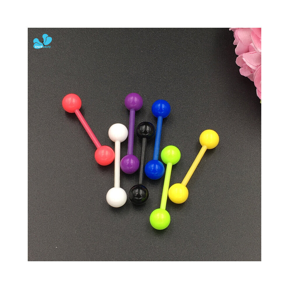 3 PCS-Lot Mix Tongue Barbell Ring Acrylic Uv Tongue Piercing Piercing Tongue Grills Jewelry Piercing Cartilage