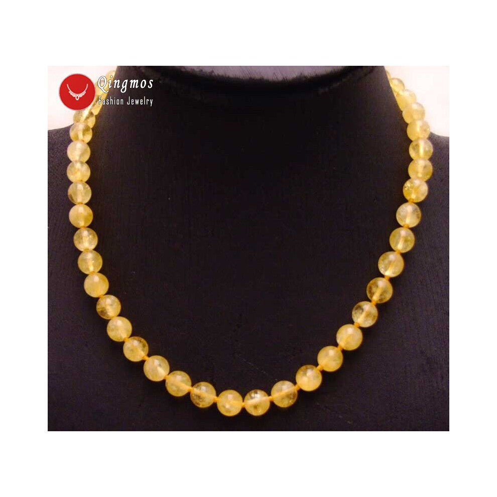 Qingmos 12mm Round Natural Yellow Crystal Necklace for Women with Chokers 17'' Stone Jewelry
