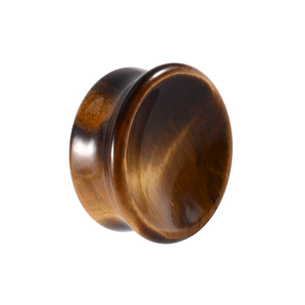 (Light Yellow Gold Color, Silver) 1Pc Organic Natural Stone Ear Plug Ear Guage Tunnels Streamer Flare Saddle Ear Expander Stretcher Piercing Body Jewe