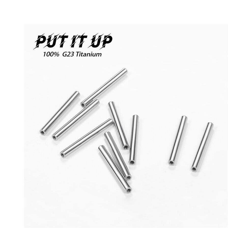 (Light Yellow Gold Color, beige) 5 Pcs-Lot ASTM F136 Implant Titanium 14G 16G Female Threaded Barbell Shaft Perforated Jewelry Accessories