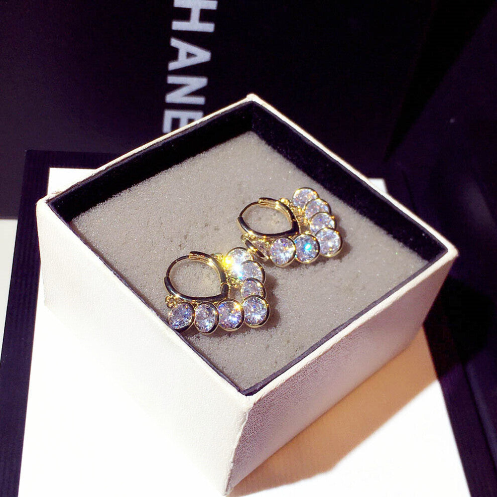 Shine Tassels Top Zircon Earring Charm Rhinestone Temperament Engagement Ear Stud for Lady Wedding Pendant