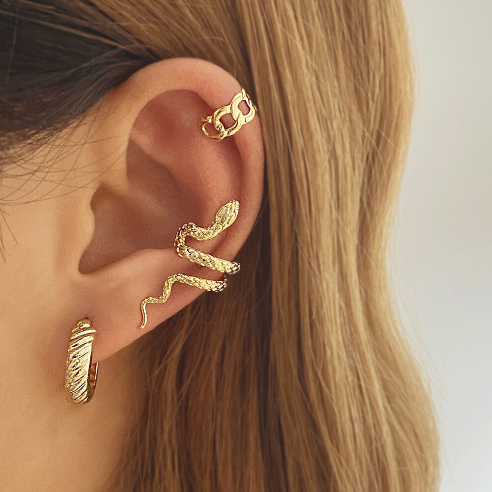 Vintage Snake Earrings for Women Charm Round Ear Clips Female Ear Cuffs Gift Jewelry