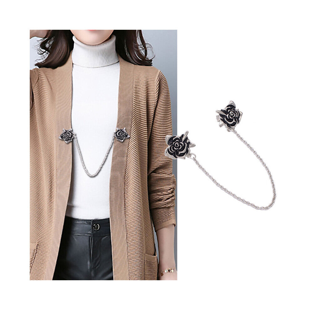 Vintage Rose Shape Sweater Shawl Clips Women Cardigan Collar Metal Clip Shawl Dress Pin Brooch Buttons Buckles Clothing Pins