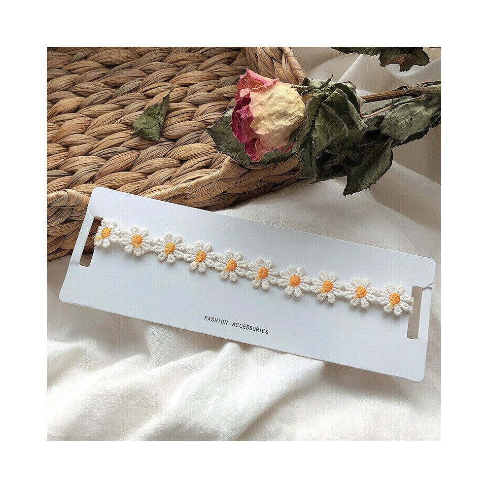 Korea Daisy Lace Chokers Necklaces for Women Female Flower Collar Chain Rainbow Necklace Girl Party