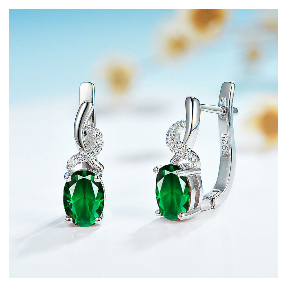 Kuololit London Gemstone Clip Earrings for Women 925 Sterling Silver Oval 6x8 earring for Engagement Bridal