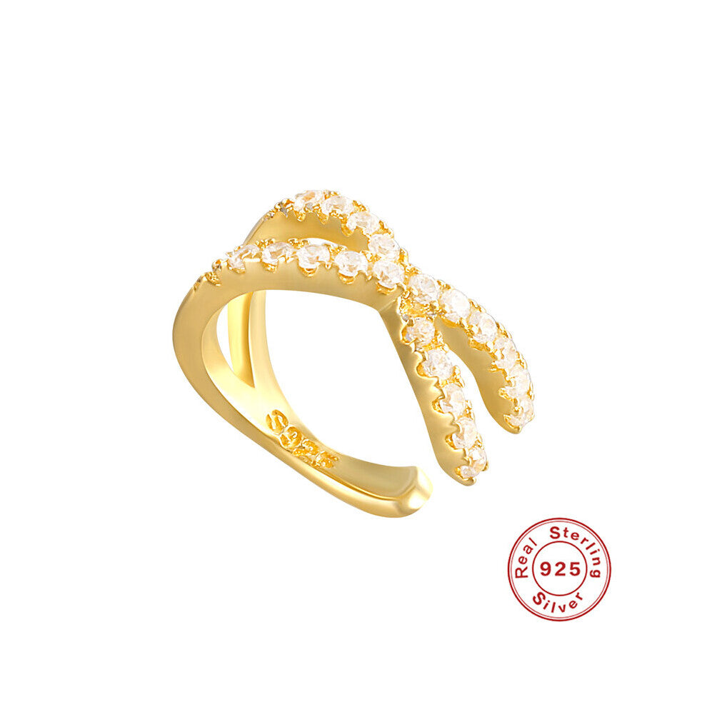 925 Sterling Silver Clip Earrings For Women Rainbow Zircon X Shape Ear Cuffs Jewelry Pendientes Brincos Aretes