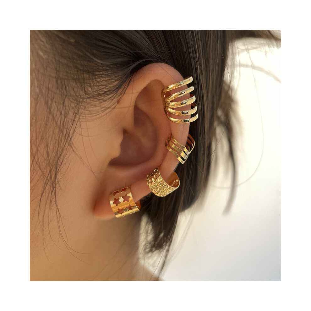 Punk Star Clip Earrings No Piercing Link Chain Earcuffs Statement Cartilage Earrings for Women Jewelry