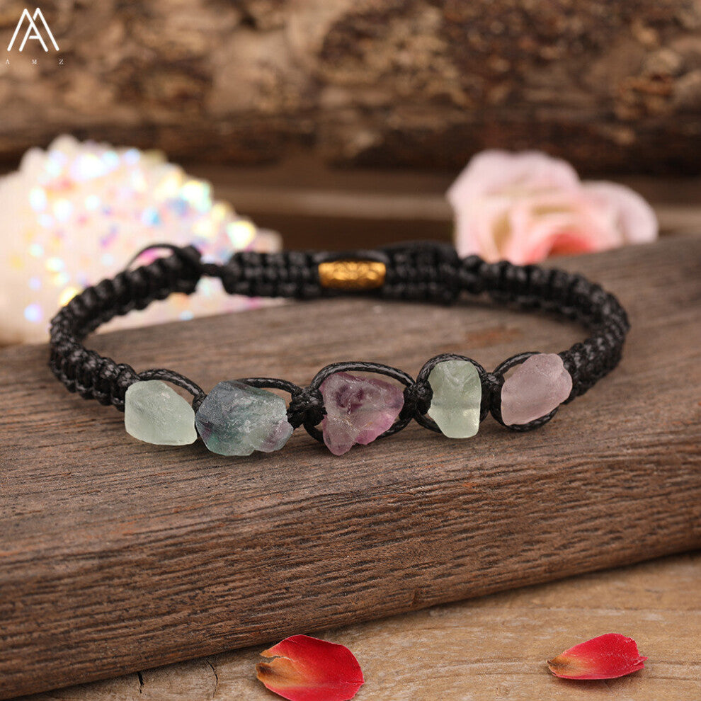 Natural Gems Stone Chip Beads Knotted Braided Bracelets Women Citrines Amethysts Quartz Beads Woven Adjustable Bracelet Dropship