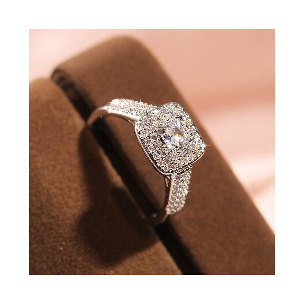 Silver Plate Wedding Engagement Cocktail Zircon Double-layer Finger Ring for Women 925 Silver Ring Set