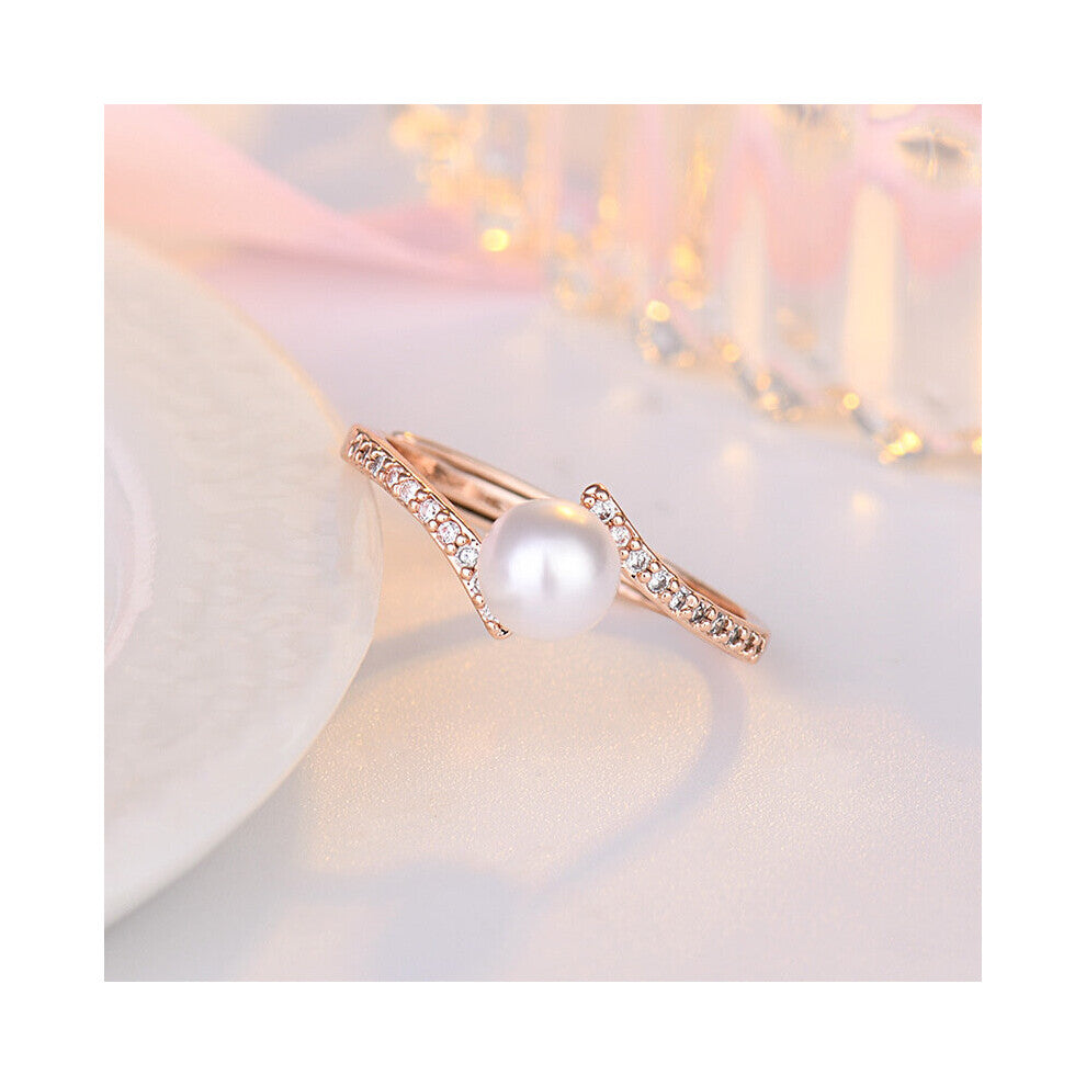 Pearl Rings 925 Silver Jewelry with Zircon Gemstones Open Finger Ring Fine Accessories for Wedding Engagement Party Gift