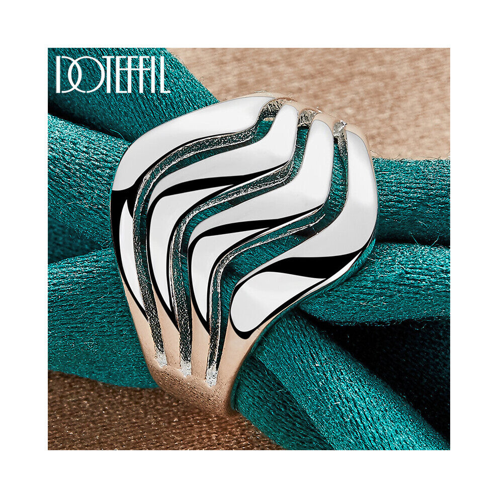 925 Sterling Silver Four Lines Smooth Ring For Woman Man Wedding Engagement Party Gift Charm Jewelry