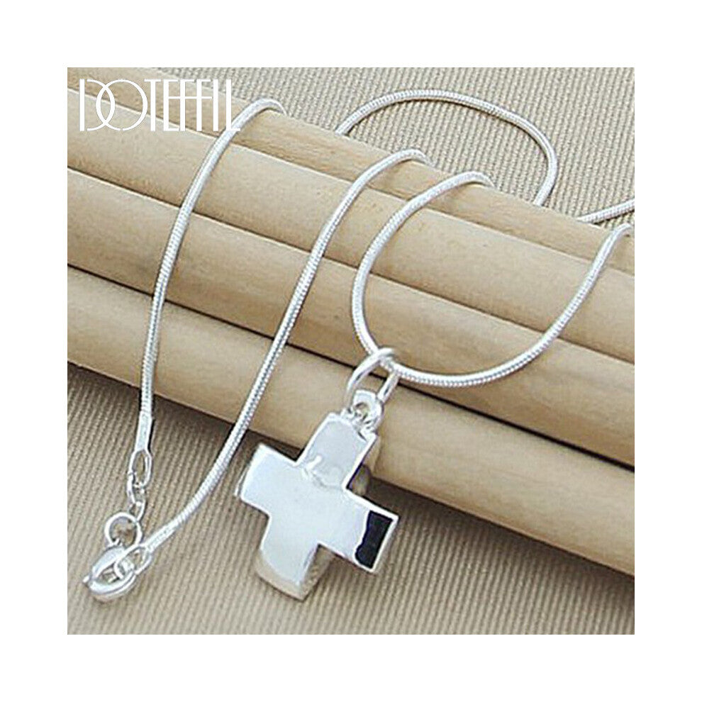 925 Sterling Silver Cross Pendant Necklace 16-30 Inch Snake Chain For Women Man Wedding Engagement Party Jewelry