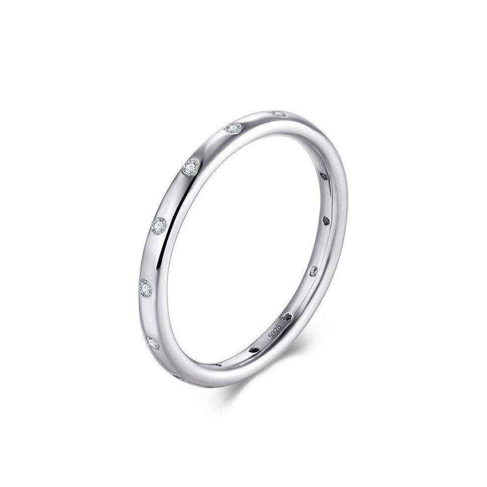 Instagram Style Solid 925 Sterling Silver Female Engagement Finger Ring Jewelry Stackable Classic For Women