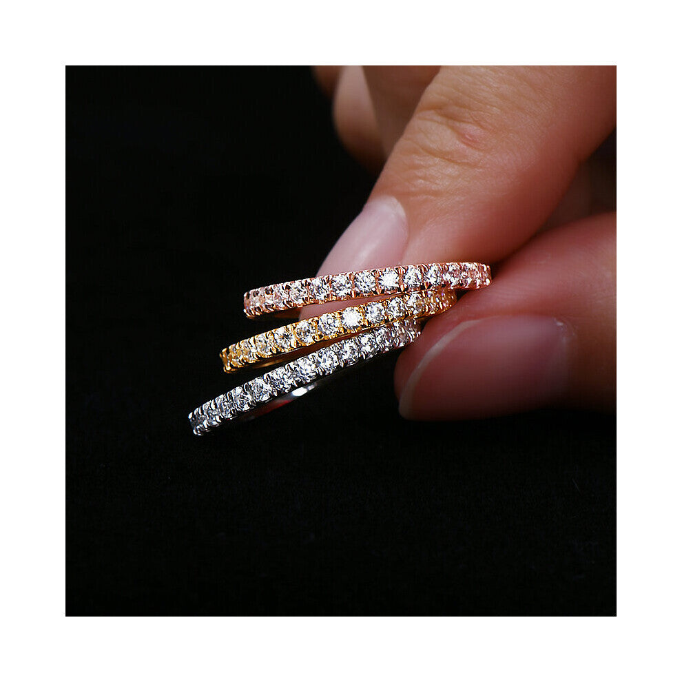 Women Ring 925 Sterling Silver Geometric Single Stackable Engagement Jewelry