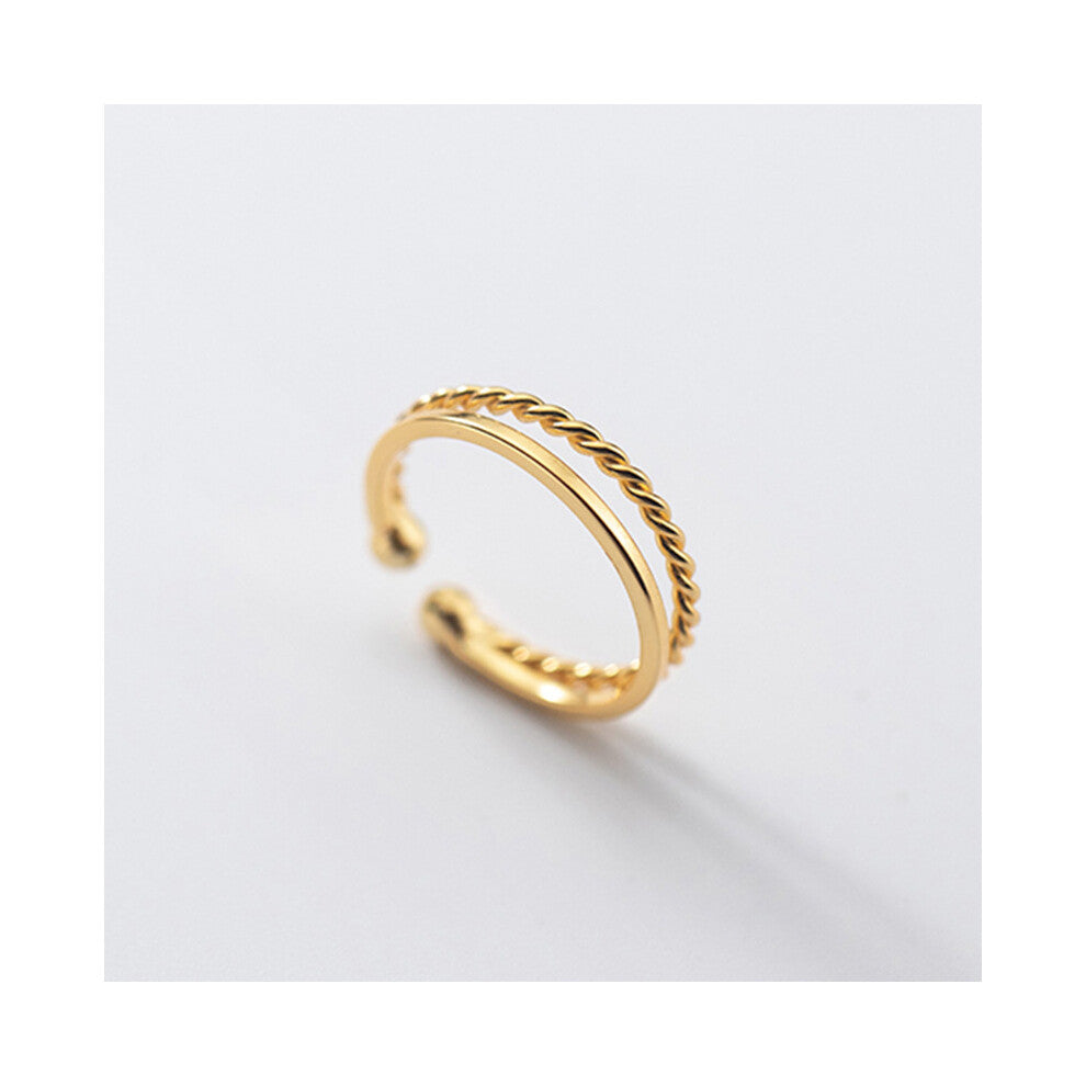 925 Sterling Silver Minimalist Double Twist Glossy Adjustable Ring for Women Men Punk Party Rock Jewelry Accessories