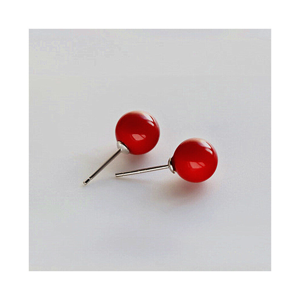 Silver 925 Jewelry Silver Earrings For Women Natural Red Corallite Earrings Party Engagement Wedding Silver Ear Studs
