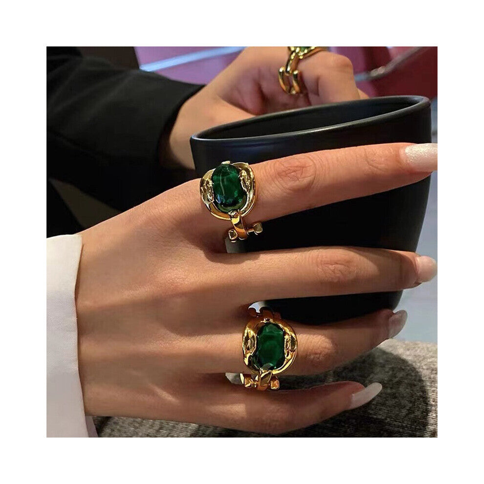 14K Finger Emerald Ring Wedding band Rings for Women Promise Engagement Jewelry Birthday Gift