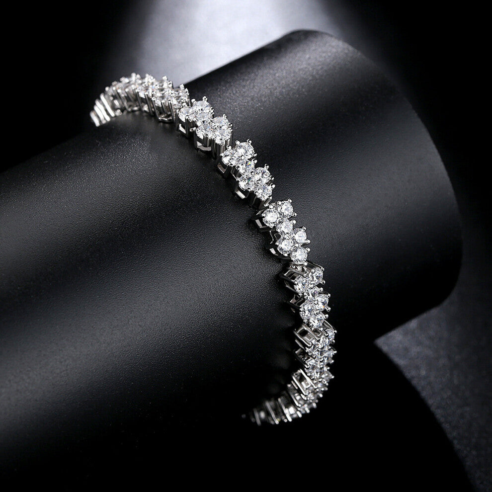 Shinning Round 3-4-5MM CZ Tennis Bracelet for Women Green Simulated Diamond Paved for Bridal Wedding Engagement Jewelry