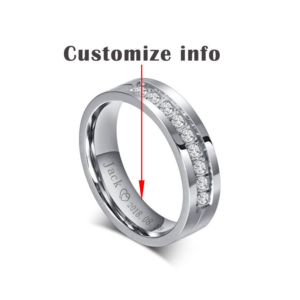 CZ Wedding Band Engagement Rings for Couples Women Men 316l Stainless Steel Personalized Anniversary Gift