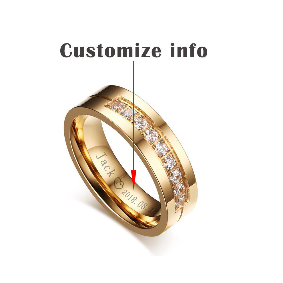 CZ Wedding Band Engagement Rings for Couples Women Men 316l Stainless Steel Personalized Anniversary Gift