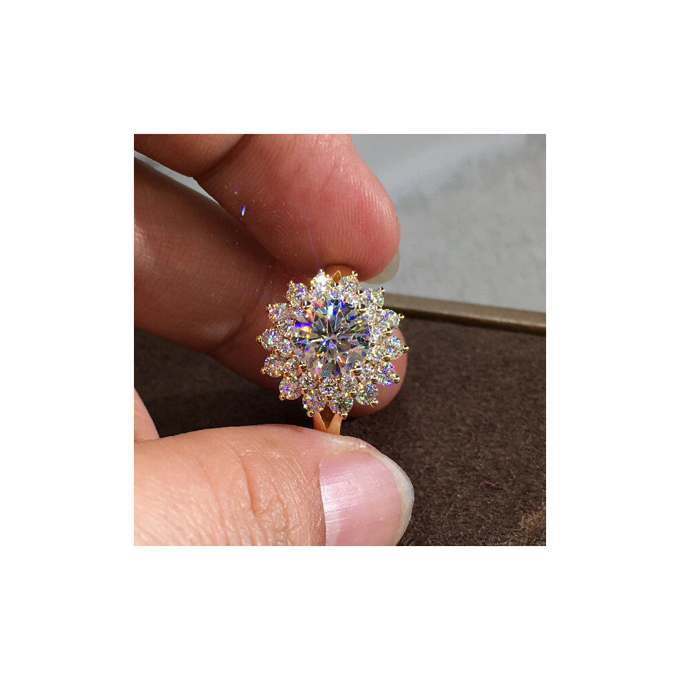 Female Zircon Stone Ring Silver Engagement Ring Charm Bride Crystal Flower Wedding Rings For Women