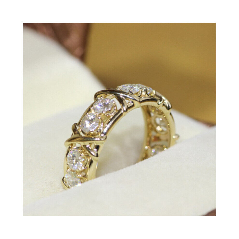 Eternity Jewelry 5A Zircon stone 10KT White&Yellow Filled Women Engagement Wedding Band Ring