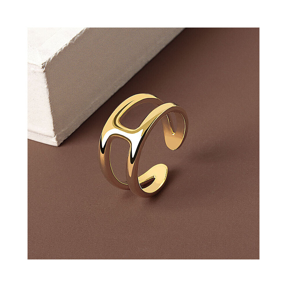 Silver Party Rings Double-layer Glossy Ring Jewelry For Women Size Adjustable