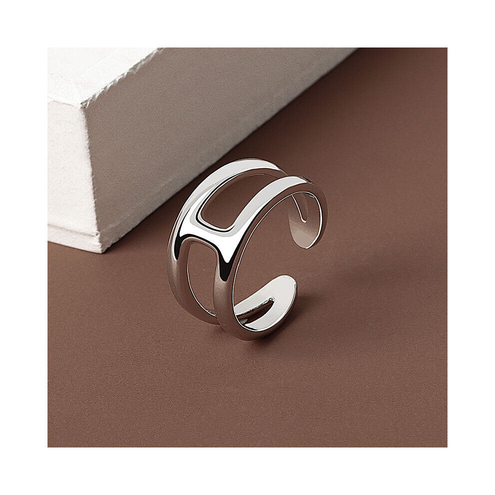 Silver Party Rings Double-layer Glossy Ring Jewelry For Women Size Adjustable
