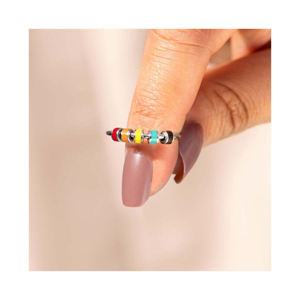 Fine Enamel Bead Anxiety Fidget Rings For Women Girls Anti Stress Release Fun Toys Ring Jewelry About Daughter Fidget Ring Gift