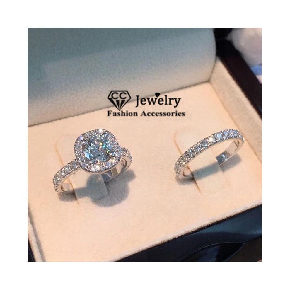 CC Sets Rings For Women Couple Cubic Zirconia Square Ring Jewelry Bridal Wedding Engagement Romantic Bague CC2384
