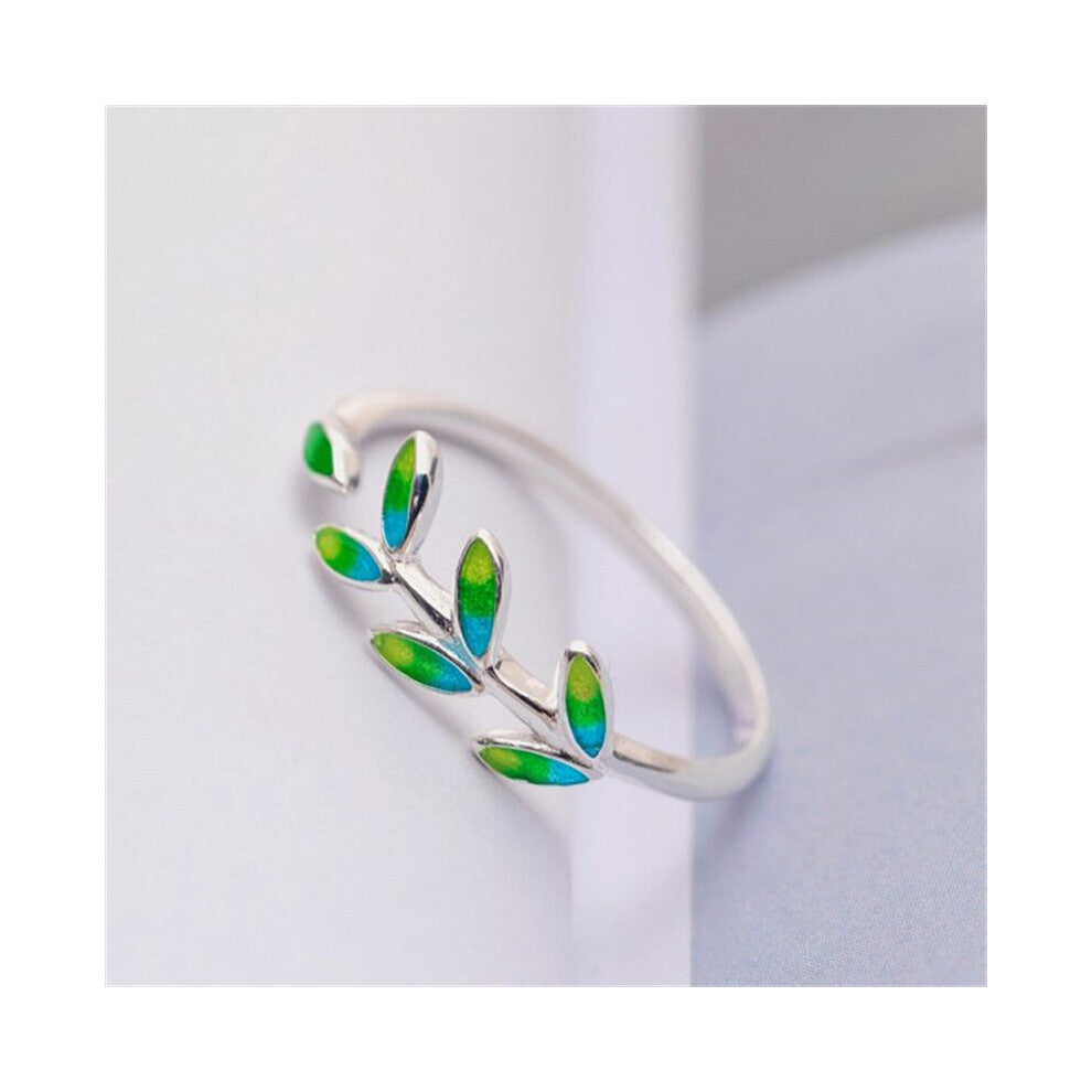 Open Leaf Rings For Women Girl Silver Resizable Plant Female Finger Ring Engagement Wedding Party Jewelry Gift