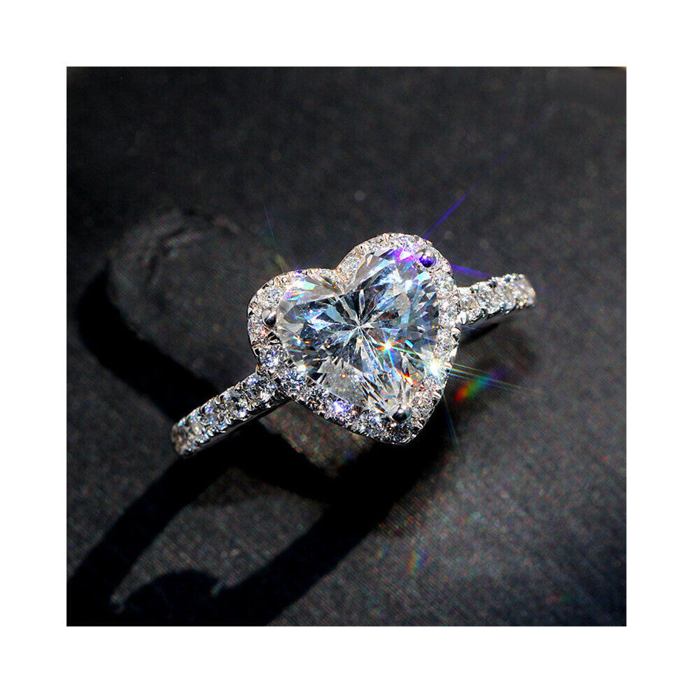 CC Wedding Rings For Women Silver Engagement Ring Red Heart Cubic Zirconia Bijoux Drop CC829