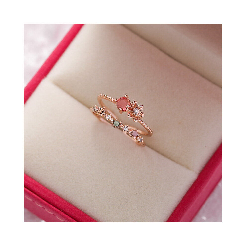 Crystal Zircon Rings Sweet Flower Leaf Butterfly Adjustable Open Rings Female Wedding Engagement Jewelry Gift