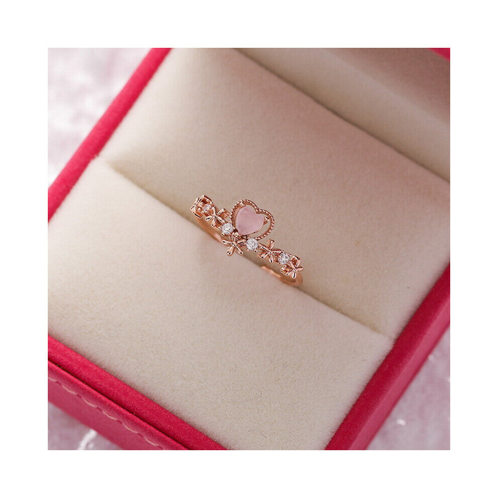 Crystal Zircon Rings Sweet Flower Leaf Butterfly Adjustable Open Rings Female Wedding Engagement Jewelry Gift