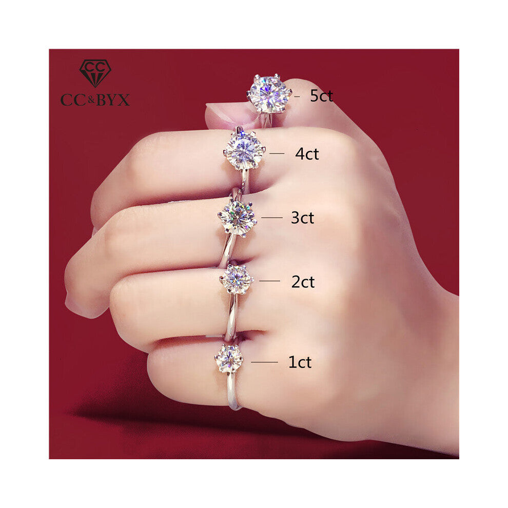 CC Wedding Rings For Women 1-5ct 6 Claws Cubic Zirconia Round Stone Ring Bridal Engagement Propose Jewelry Drop CC1611