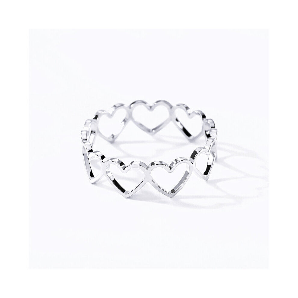 Stainless Steel Hollow Heart Rings For Women Girls Open Adjustable Engagement Wedding Ring Female Jewelry