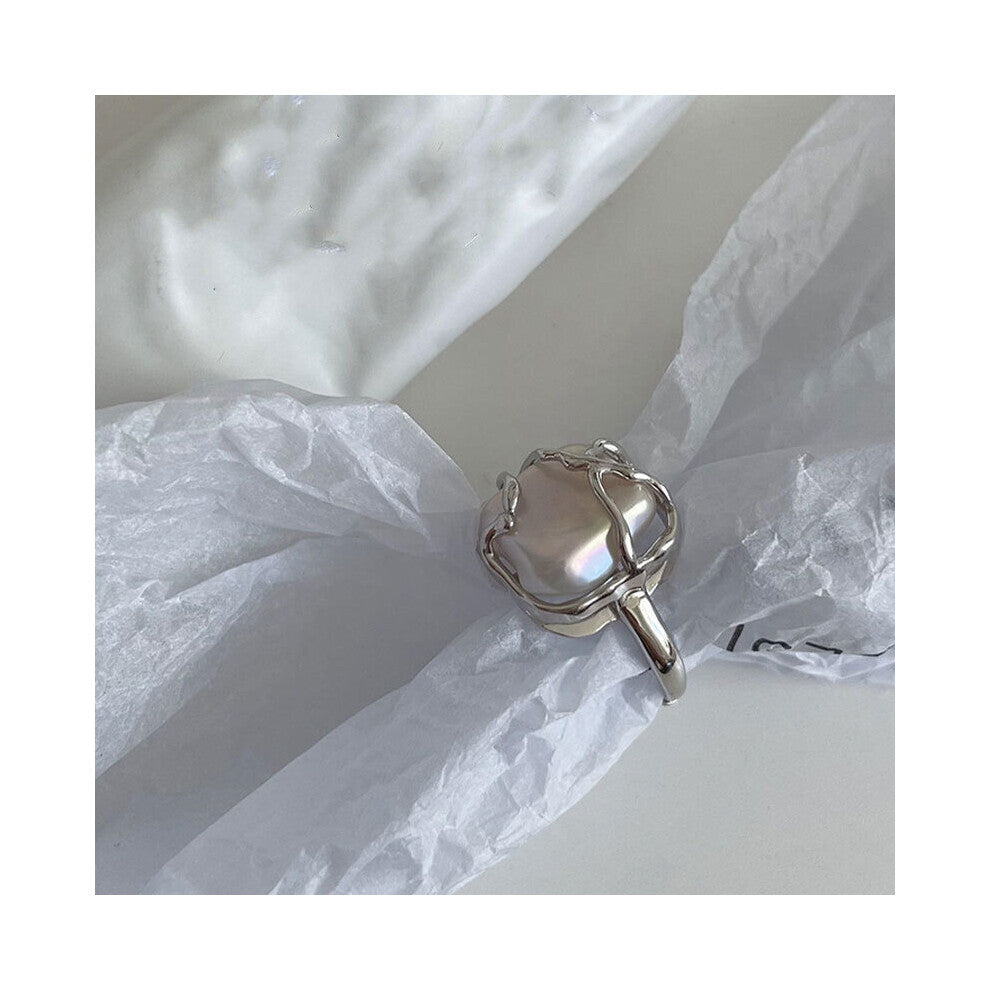 INS Silver Minimalist Irregular Twined Finger Rings Creative Geometric Punk Opening Rings for Women Girls Jewelry