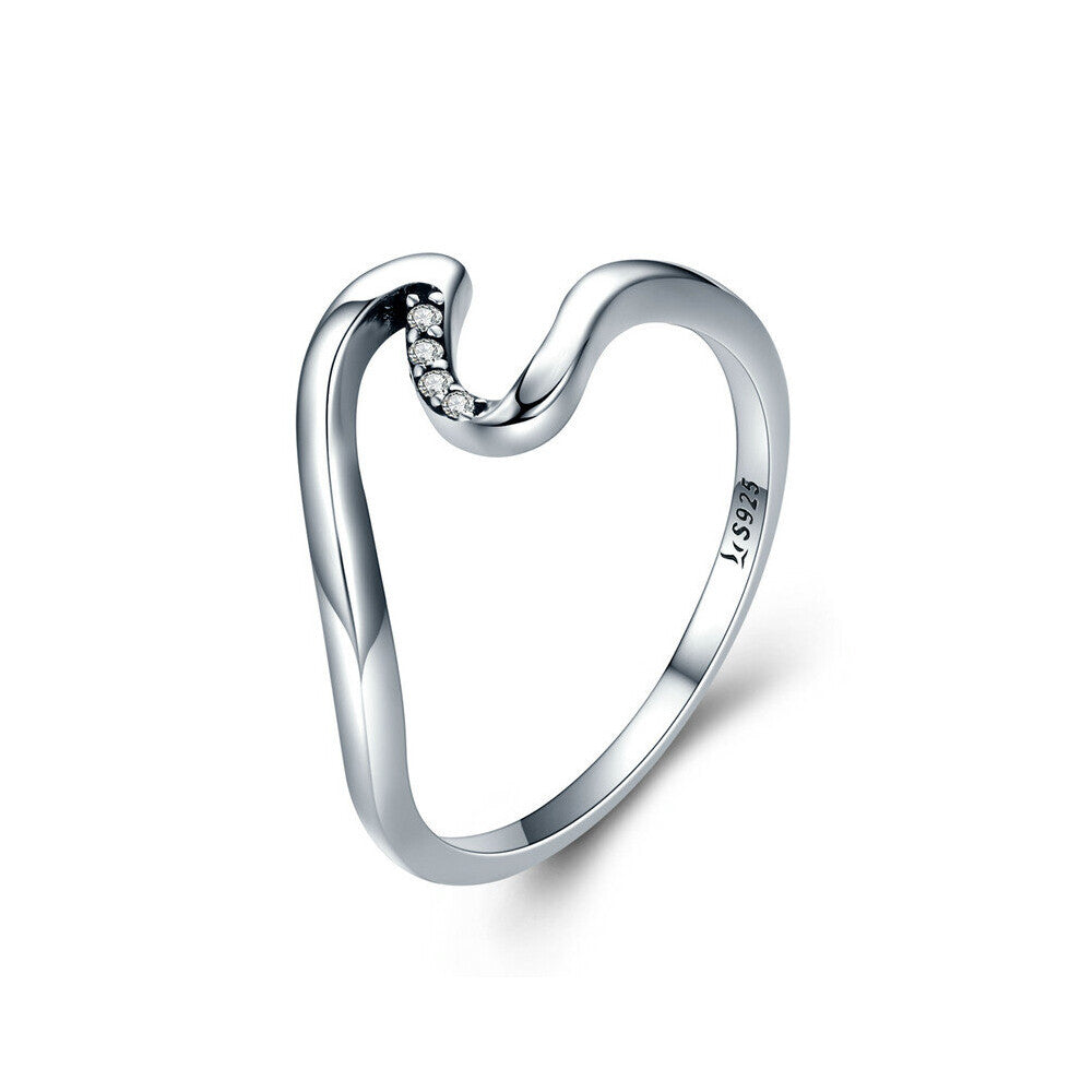 100% 925 Sterling Silver Water Droplet Clear CZ Finger Rings for Women Wedding Engagement Jewelry Girlfriend Gift PA7649